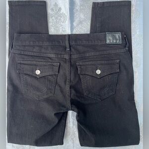 True Religion ‘Casey’ Super Skinny Jeans ~ in Black w/ Crystal Button ~ Size 28